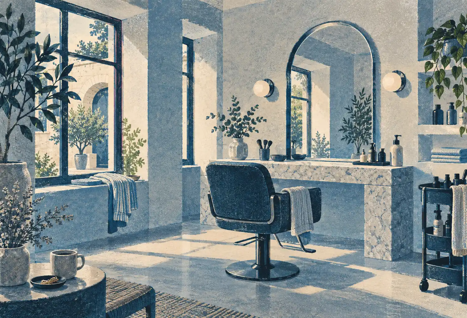 Illustration of beauty businesses and their working space