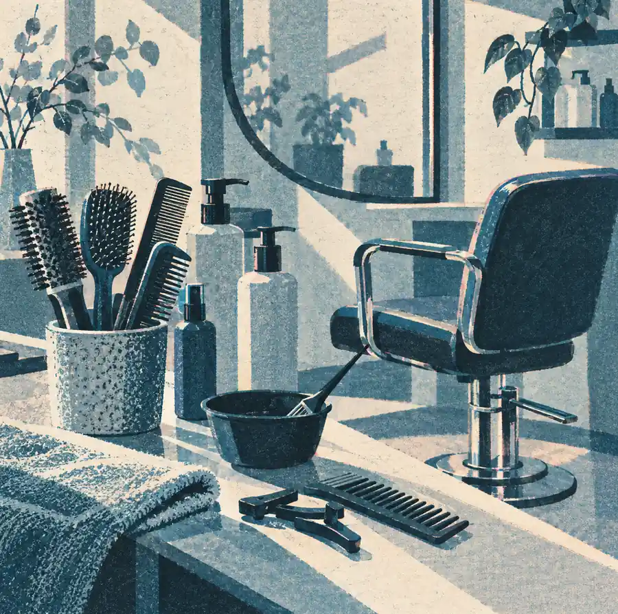 Illustration of beauty businesses equipment and workspace